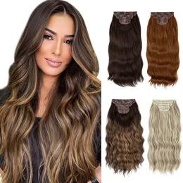 Synthetic Wigs SARLA 4pcsset Long Wavy Clip In Hair 22" Thick Hairpiece For Women Brown Blonde Black Natural Fake 230803