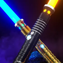 LED SwordsGuns Metal Lightsaber RGB Laser Sword Toys Light Saber 7 Color Change Kids Soundfonts Force FX FOC Blaster Jedi Gift 230803