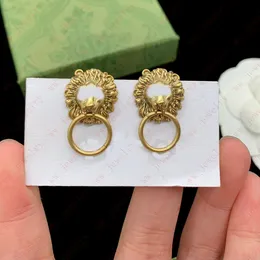 Classic vintage brass material Lion head door knocker Ladies Charm earrings, high-end quality, Valentine's Day, Christmas, Easter, Thanksgiving, gifts