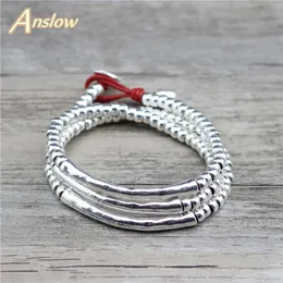 Charm Armbänder Anslow Marke Großhandel Modeschmuck Handgemachte DIY Ellenbogen Vintage Retro Lederarmband Für Frauen Männer Weihnachtsgeschenk LOW0823LB 230803