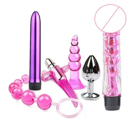 Вибраторы 6pcs/Set Bullet Anal Plug Silicone Backyard Vibrative Massage Stick Взрослый эротический g-spot оргазм для мужчин.