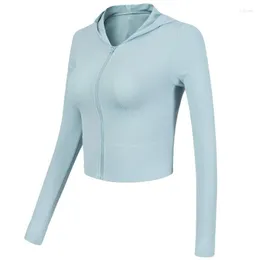 Active Shirts Sportjassen Vrouw Rits Hoodie Stretch Yoga Gym Sportjacks Lange mouw Hollow Mesh Ademend Training Fitness