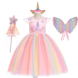 Girl's Dresses Unicorn Girls Knee Dress Kids Birthday Party Princess Lolita Costume For Halloween Christmas Children Ball scen Disfraz Mujer 230803