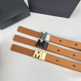 حزام أزياء للجنسين لمصمم Man Cinturones مطلي بالحروف الذهبية M Buckle Leather Luxury Business Party Black Brown White Womens Belt Pj015 C23