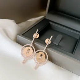 Stud High end customized exquisite gifts 925 sterling silver material 14K rose gold plated women s earrings MOVE series 230804