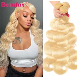 Beaufox 613 Blonde Body Wave Bundles Brazilian Human Hair Weave Bundles 3/4 Bundles Deals Honey Blonde Remy Human Hair Extension