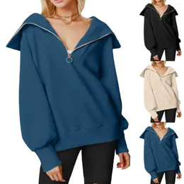 Kvinnors hoodies kvinnliga fall mode överdimensionerade kvartersdragare med zip pullover tröjor för tonåriga damer tunika kvinnor