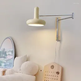 Lampade da parete Bilanciere retrattile bianco Luci con spina UE / USA Lampada lunga Decorazioni per la casa Camera da letto Comodino Soggiorno Lettura