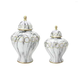 Bottiglie di stoccaggio Vaso in ceramica Vaso di zenzero con coperchio Modello in marmo Tavolo Composizione floreale Tempio Elegante Versatile Per Scaffale Scaffale Decor