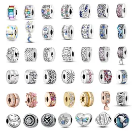 925 Silver Fit Pandora CharmPink Original Round charm silver buckle bear Fashion Charms Set Pendant DIY Fine Beads Jewelry, A Special Gift for Women