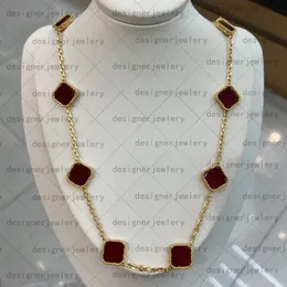 Van Clover Jewelry 10 قلادة زهرة للنساء قلادة كلاسيكية أربع أوراق ذهبية السلسلة السوداء اللون الأبيض الأحمر الأخضر النسخة العالية