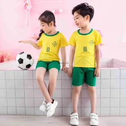 Clothing Sets Football Clothing Sets for Kids Girl Sets Cotton Yellow Green Toddler Outfit 10st Birthday Boy Clothes Children Sportswear Suit x0803