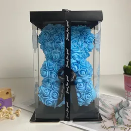 DIY 25 cm Box 인 Artificial PE Flower Bear with 여자 친구 여자 아내 어머니의 날 198p를위한 상자 인공 PE 꽃 곰 장미 발렌타인 데이