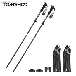 Bastões de trekking Tomshoo 2pcs Bastões de escalada Bastão de trekking leve Bastão de trekking dobrável Bastão de caminhada quíntuplo para caminhadas mochila HKD230804