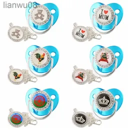 Pacifiers# Gypsy Romany Baby Pacifier Newborn Silicone Pacifier Metallic Blue Bling Infant Nipple BPA Free Baby Soother Dummy x0804