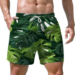 Herrshorts tropiska växt 3D tryckt avslappnad semester mode trend lös sommar