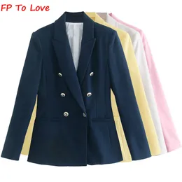 Women's Jackets PF To Love Woman Casual Blazers Pink White FW Autumn Spring Street Stylish Arrivals Straight Button Solid Outerwear 230803