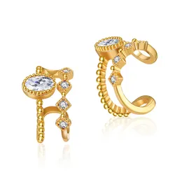 designer earrings for woman Earbone clip without ear hole, small micro inlaid with zircon, exquisite and light luxury ear clip,brass plated with 18K real gold, jewelry