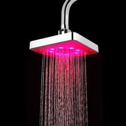 Soffioni doccia da bagno Soffione doccia a LED Colori delle batterie Sensore di temperatura Soffione fisso quadrato Soffione a pioggia Top Spray Colori Cambiamento graduale R230804