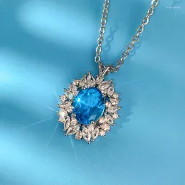 Pendentif Colliers CAOSHI Exquis Femme Mode Bleu Cristal Collier Pour La Cérémonie De Fiançailles Élégant Shinning Accessoires Femmes