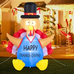 6 FT Thanksgiving Inflatable Turkey Harvest Day Decoration for Lawn w/Lights