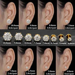 Zuanfa Jewelry Round Shape VVS GRA証明書Moissanite Diamond Sterling Silver Screw Back Stud Hip Hop Earrings