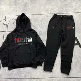 Herrspårar män kvinnor färg flocking hoodie tröja kostym Trapstar fleece set hoody kläder svett Trapstar Men's Leisure Trend 647ess