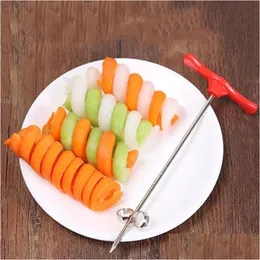 Frukt grönsaksverktyg kök tillbehör gadget rostfritt stål kreativt rullning skärare spiral kniv prylar verktyg droppleverans ho dhkqh