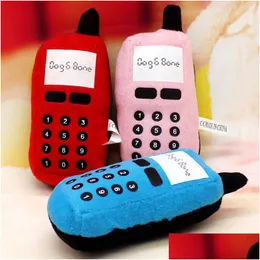 Giocattoli per cani Mastica divertente Pet Cat Chew Training Forma del telefono cellulare Gioca Squeaky Plush Sound 3 colori Drop Delivery Home Garden Supplies Dhiny