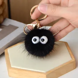 Keychains Cute Mink Coal Ball Car Keychain Pendant Plush Doll Bag Hanging Gift