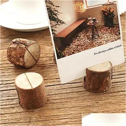 Articoli di novità Mucchio di legno Nome Segnaposto P O Menu Titolare Tavolo Forma di ceppo di albero naturale Numero Clip Stand Decorazione di nozze per feste Dr Dhcrc