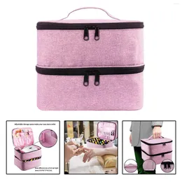 Storage Bags Nail Polish Bag Portable Double Layer Essential Organizer Lipstick Carry W/Handle Large Box Travel Oil Case St W4R6
