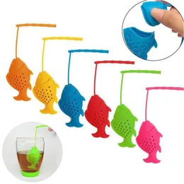 Kaffee Tee Werkzeuge Ankunft Cartoon Sile Infuser Kleine Fische Set Angeln Hine Silica Gel Sieb Gewürz Lose Tealeaf Kräuter Werkzeug drop Dh3Ks