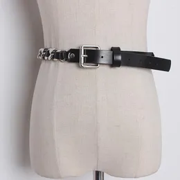 Cinturones de moda de pasarela para mujer, fajas de cadena de cuero genuino, corsés de vestir para mujer, decoración de cintura, cinturón estrecho TB2070