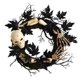 24ハロウィーンの頭蓋骨と骨の花輪