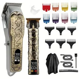 Dragon Pattern Professional Hair Clipper: Cordless, Rechargeable & Perfect for Men's Hair Cutting!
