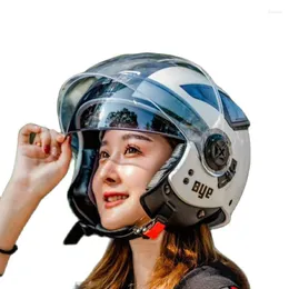 オートバイヘルメットヘルメットハーフフェイスアブスバイク電気安全ダブルレンズヘルメカスク女性/男性カスコモトCE