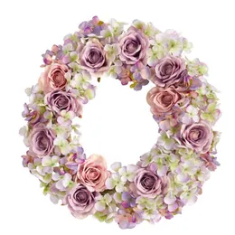 Plast alla tillfällen ros hortensia konstgjord krans, 18 multicolor