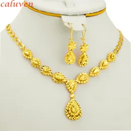 Wedding Jewelry Sets Ethiopian Gold Color sets for Bride Arab Africa Gifts Women NecklaceEarrings 230804