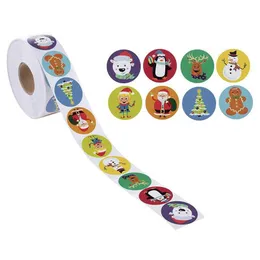 접착제 스티커 도매 500pcs/롤 크리스마스 스티커 8 어린이 장난감을위한 패턴 만화 XMAS 선물 씰 봉투 라벨 드로 DHLF6