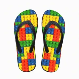 Personalizzato Donna Flats House Slipper 3D Tetris Print Summer Fashion Sandali da spiaggia per pantofole Donna Ladies Infradito Infradito in gomma F3Fy #