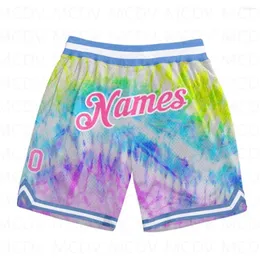 Men's Shorts Custom Tie Dye Pink-White 3D Pattern Design Authentic Basketball All Over Printed Quick Drying Beach