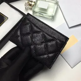 Luxury Designer Caviar Card Holder äkta läderväska kvinnors modemynt pursar Herr kreditkort plånboksäck resedokument 218o