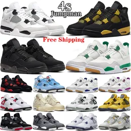 Free Shipping Shoes Jumpman 4 4s Basketball Shoes for Men Women OG Red Thunder Pine Green Military Black Cat White Oreo Sail Seafoam University Blue Sports Sneakers