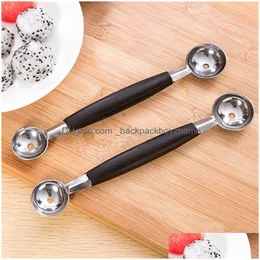 Acquista Accessori da cucina Coltello da intaglio in acciaio inossidabile a  doppia testa Frutta Anguria Gelato Baller Scoop Stack Spoon Gadget per la  casa