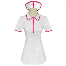 Party Dresses Sexy Short Sleeve Turn-down Collar Slim Exotic Dress Women Crossdresser Cosplay Uniform Costume With Headgear 7XL