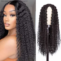 Sentetik peruklar hissi 28 inç uzunluğunda orta kısım Afrika bükülmüş kıvırcık peruk siyah kadın rol oynama partisi yüksek sıcaklık sentetik peruk z230809
