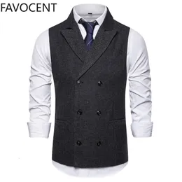 Coletes Masculinos Colete Masculino Fato Duplo Seios Coletes Masculino Terno Sem Mangas Colete Colete Vintage Formal Blazers Colete para Casamento chaleco 230804