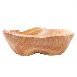 Set di stoviglie in legno massello Insalatiere in legno Decorazioni per desktop Vassoio per speleologia radice Gioielli Spaghetti Ciotola scavata manuale