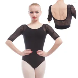 Collant de balé preto/bordô para uso em palco adulto com design sexy com costas baixas para bailarina prática unitard/roupa de dança de ginástica